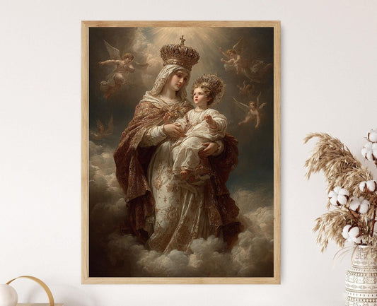Affiche Notre-Dame du Mont Carmel – Impression de la Vierge et l'Enfant Jésus