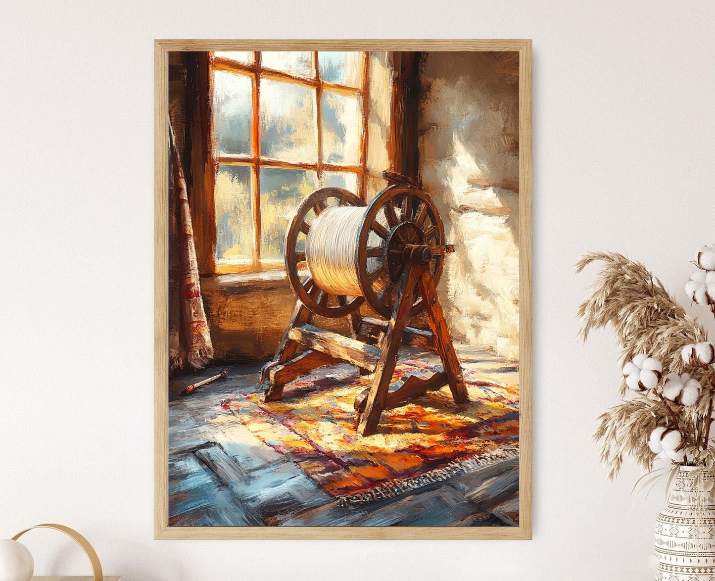 Affiche Roue à Fil – Illustration Traditionnelle du Charkha