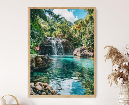 Affiche Chute d'Eau de Fiji – Poster Art de Nature Tropicale