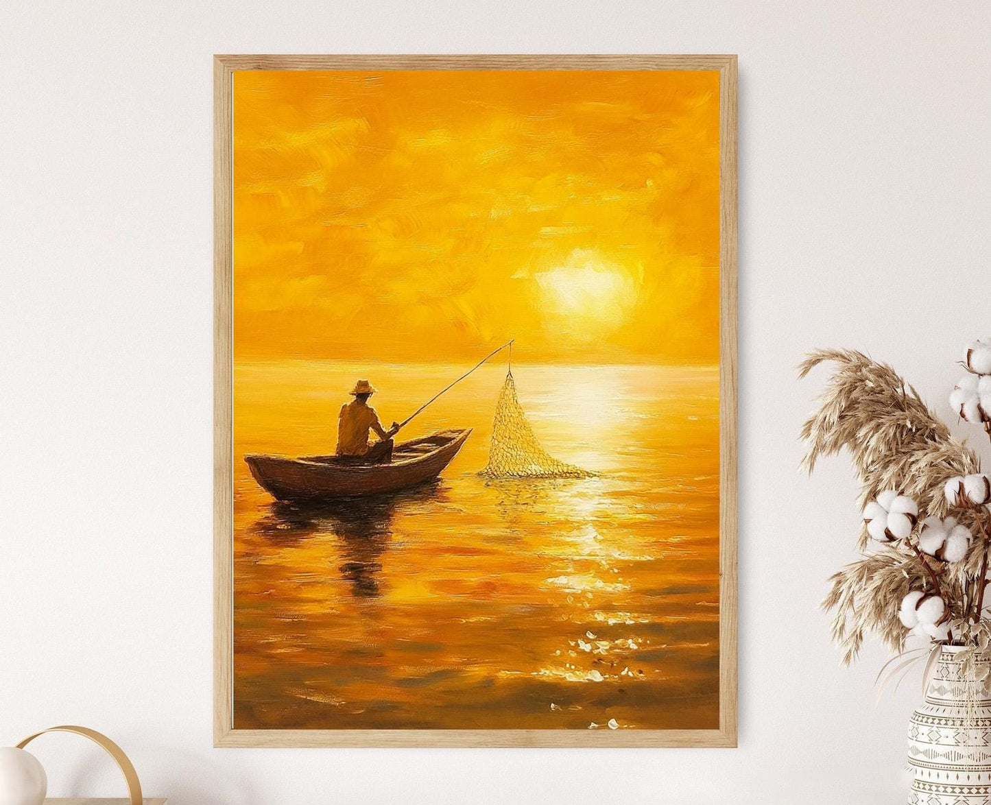 Affiche Pêcheur Fidjien au Lever de Soleil – Poster Océan Pacifique