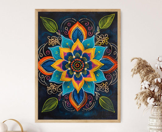 Affiche Kolam Rangoli – Impression d'art traditionnel indien