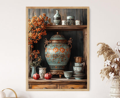Affiche Samovar en Cuivre Azerbaïdjanais – Art Traditionnel Décoratif