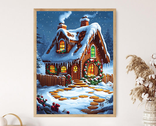 Affiche Maison en Pain d'Épice Victorienne – Illustration Délicieuse et Magique