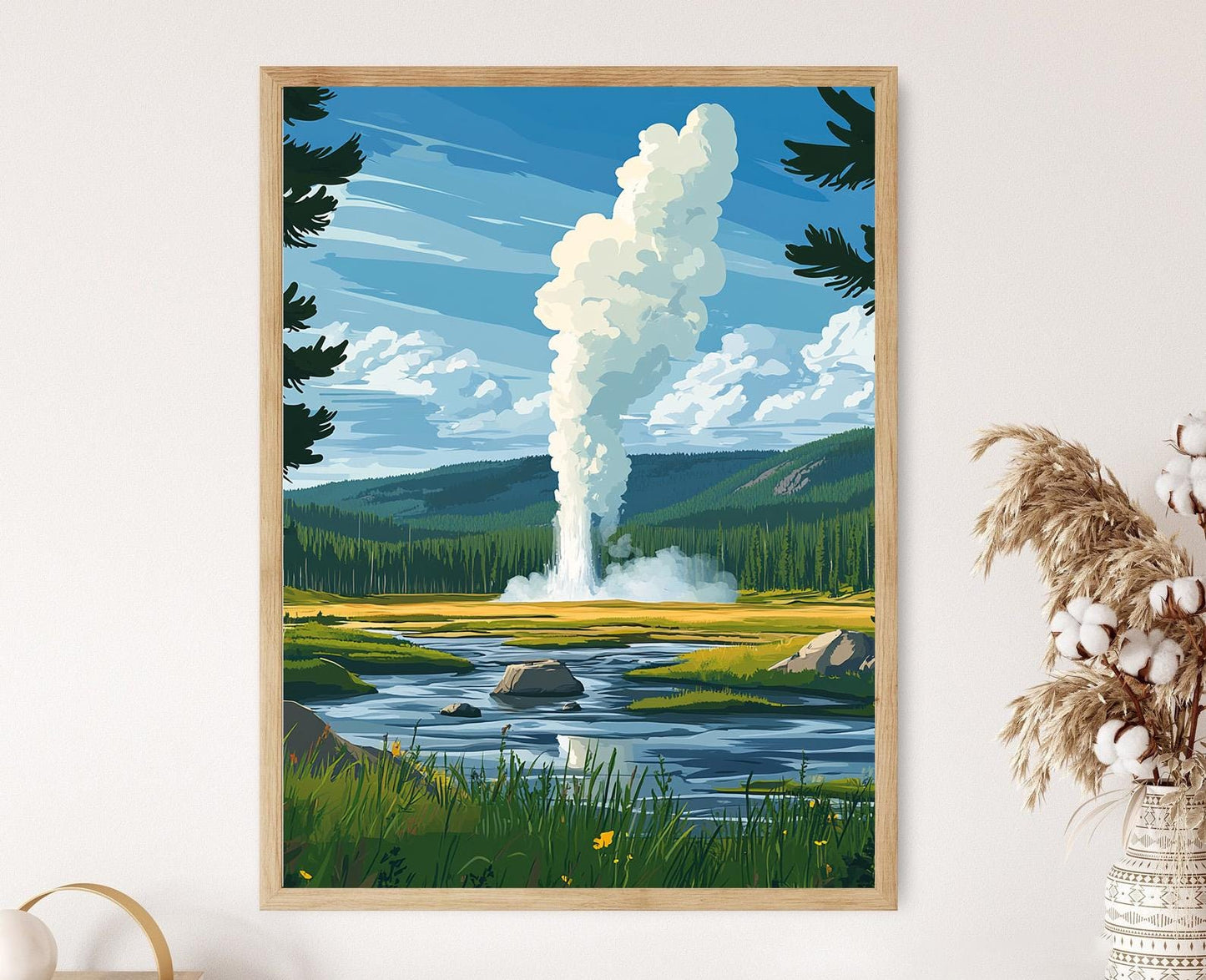 Affiche Vieux Fidèle – Poster Art du Geyser de Yellowstone, Merveille Naturelle