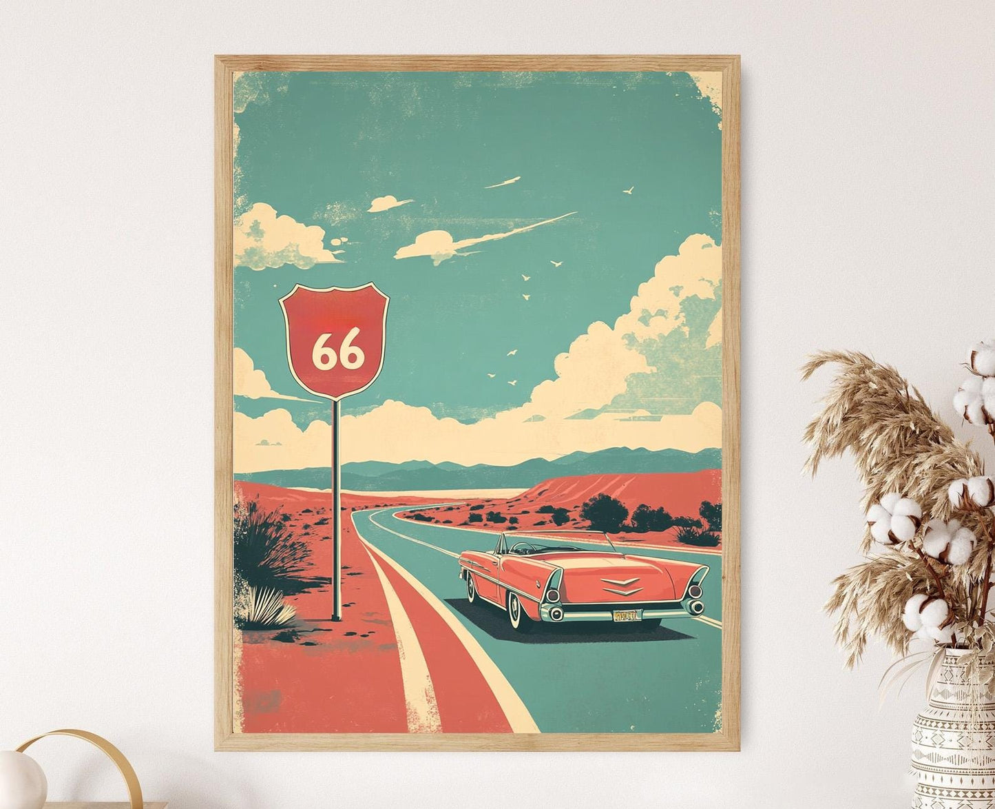 Affiche Route 66 en Californie – Poster des panneaux routiers classiques