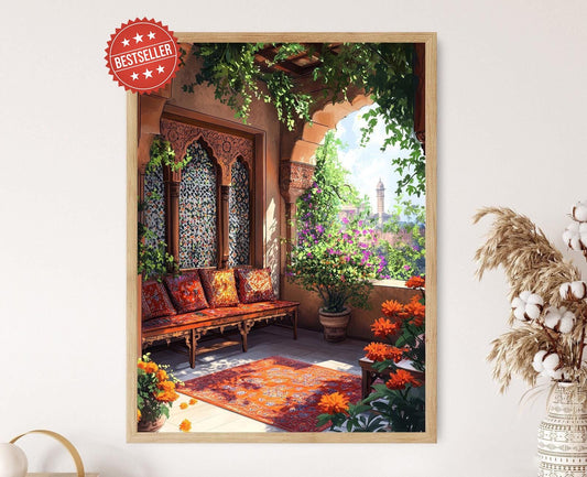 Affiche Lahore – Poster Art Jharokha & Illustration Coussin Phulkari