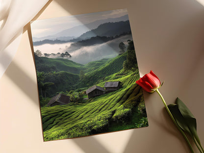 Affiche Cameron Highlands – Poster des plantations de thé sous la brume matinale