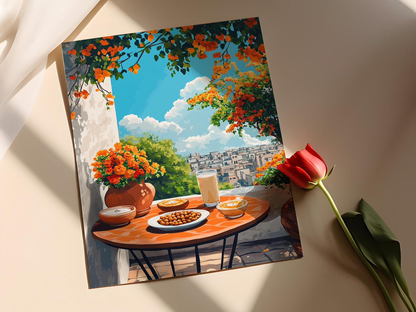 Affiche Halwa Puri à Lahore – Poster Art de la Mosquée Badshahi