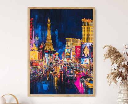 Affiche Las Vegas – Poster Art des lumières néon et de l'action des casinos