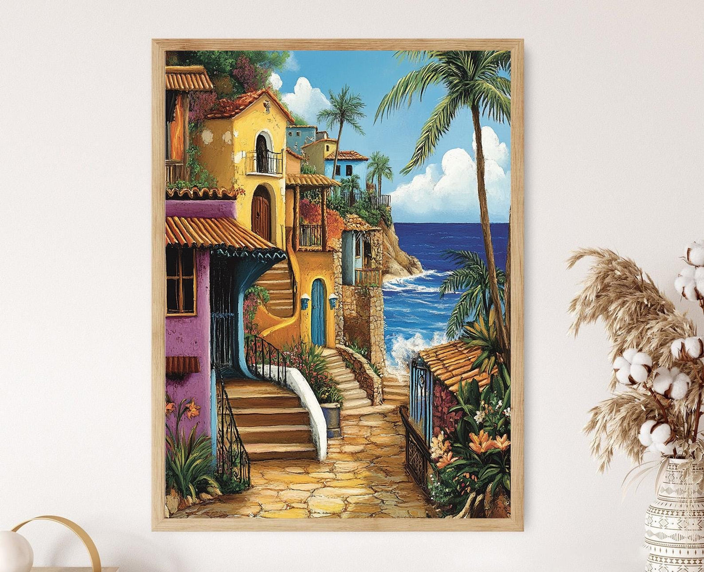 Affiche Aguadilla – Imprimé artistique de maisons colorées à Puerto Rico