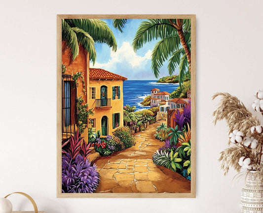 Affiche San Juan – Impression artistique des maisons coloniales colorées