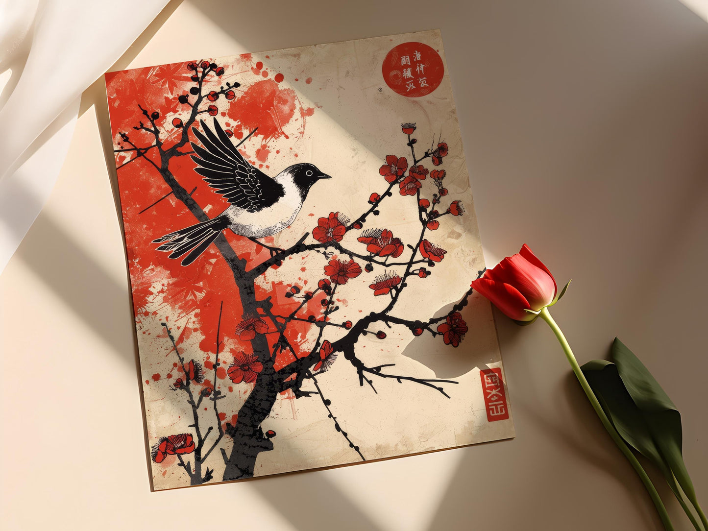 Affiche Vintage Hanafuda – Illustration Florale Japonaise en Édition Limitée