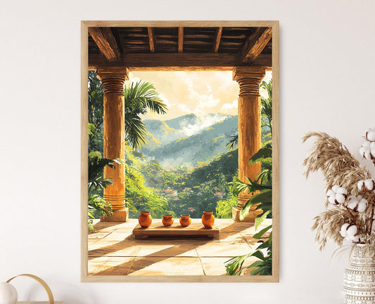 Affiche Chattogram – Illustration du coucher de soleil avec poteaux en bois