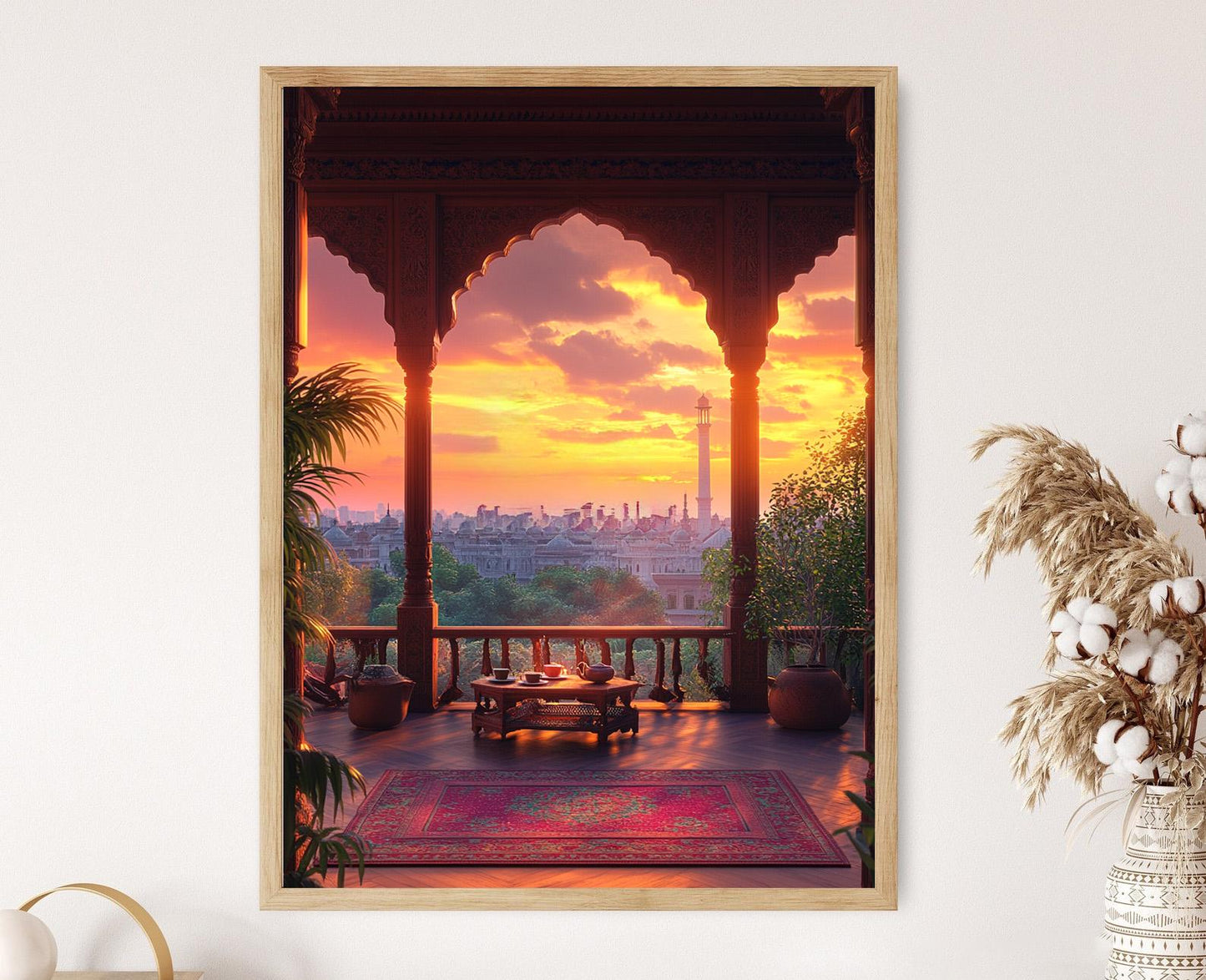 Affiche Dhaka – Illustration de coucher de soleil à la mosquée