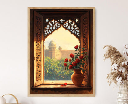 Affiche Florale Mughal – Illustration du Fort Lalbagh de Dhaka