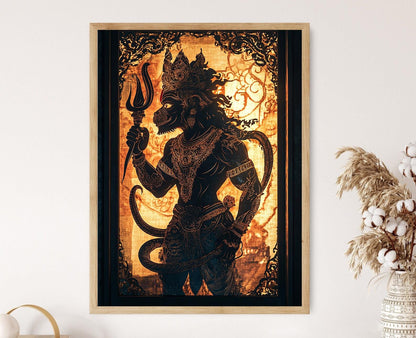 Affiche Hanuman – Illustration en cuir thaï de marionnettes d'ombre