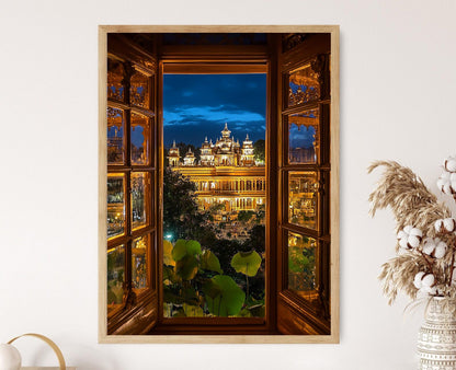 Affiche Mysore, Karnataka – Poster Palais de Mysore et Fenêtres Lotus