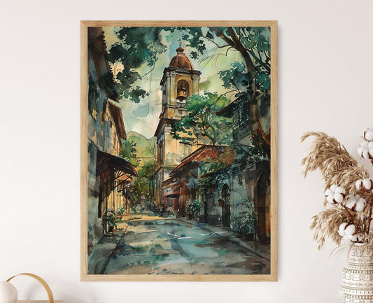 Affiche Église San Agustin, Manille – Art Vintage pour Décor de Voyage