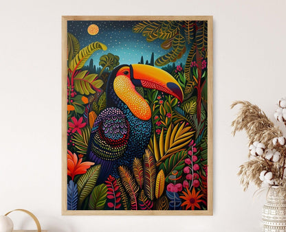 Affiche Toucan Tropical – Art mural vibrant d'oiseaux de la jungle