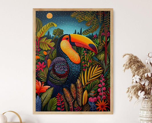 Affiche Toucan Tropical – Art mural vibrant d'oiseaux de la jungle
