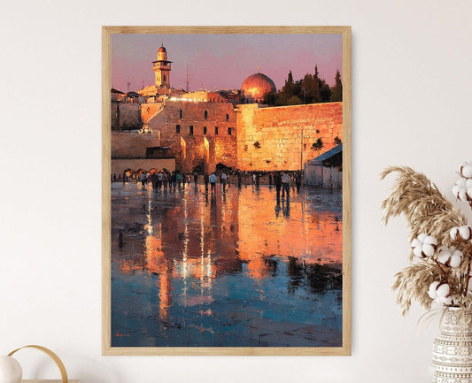 Affiche Mur Occidental – Peinture du coucher de soleil à Jérusalem