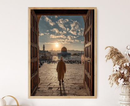 Affiche Mosquée de Jérusalem – Impression d'art : Dôme d'or et Porte Al Aqsa