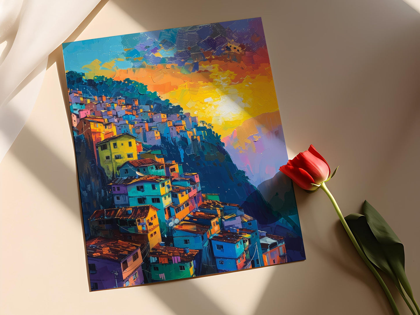 Affiche Aube Magique – Poster Scène Authentique de Favela Brésilienne