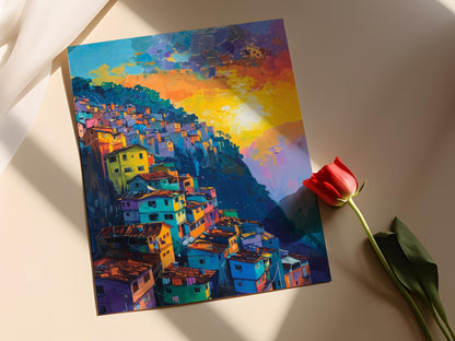 Affiche Aube Magique – Poster Scène Authentique de Favela Brésilienne