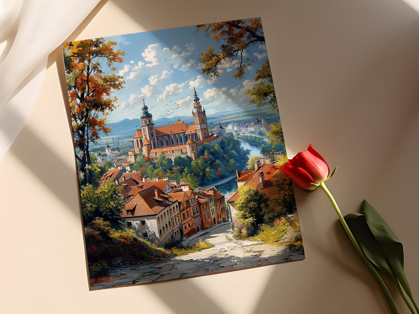 Affiche Château de Wawel – Poster Art de Pologne, Scène de Crépuscule