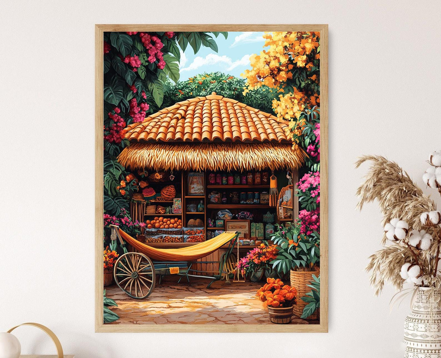 Affiche Chaises Costa Ricaines – Poster Illustration Tropicale Artisanale