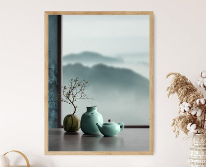Affiche Art de la Céramique Zen – Poster Théière & Vase Minimaliste