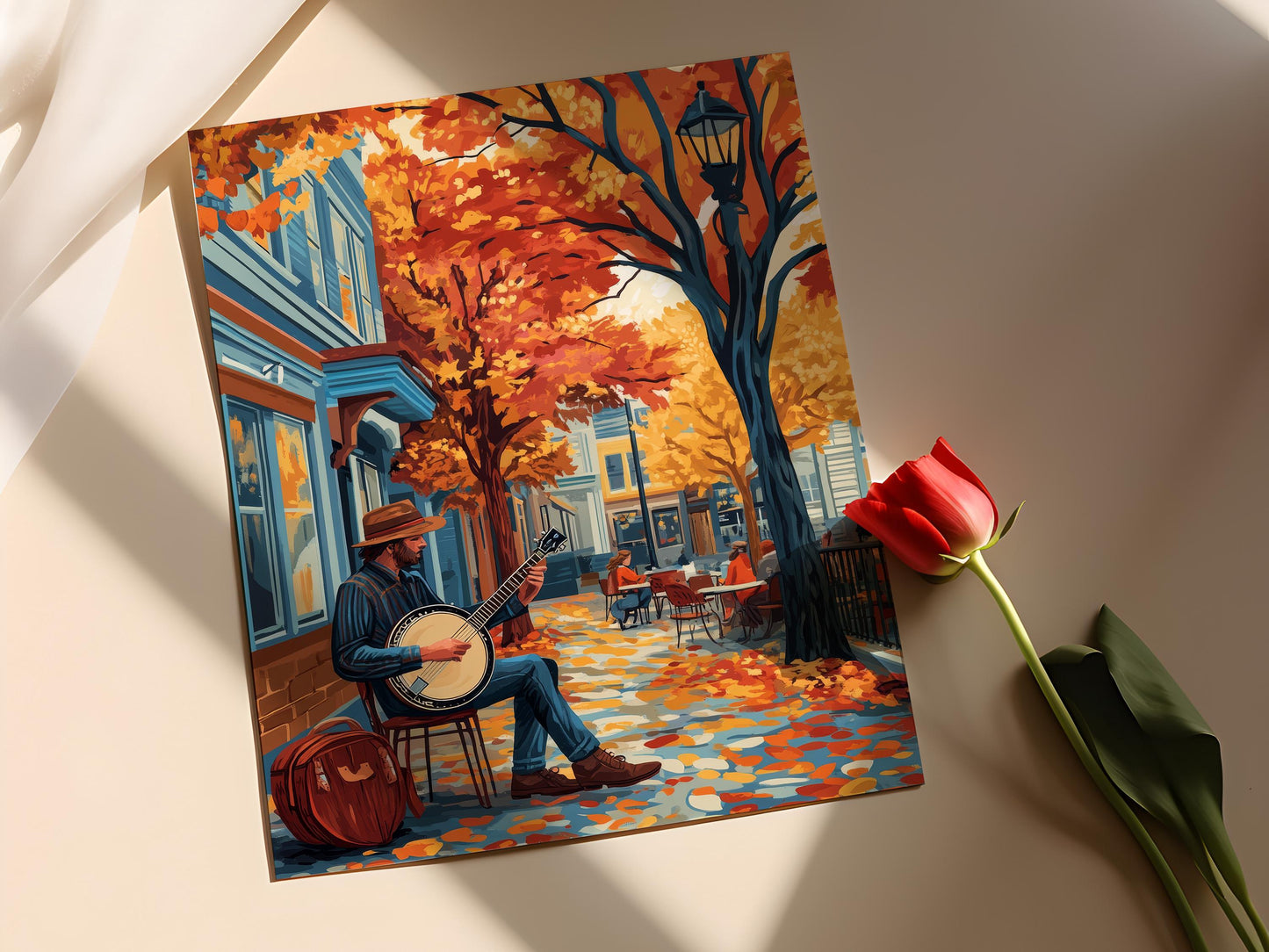 Affiche Musicien de Rue à Asheville – Illustration Art Mural & Banjo