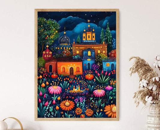 Affiche Nativité des Radis Oaxaqueños – Illustration de la Cathédrale