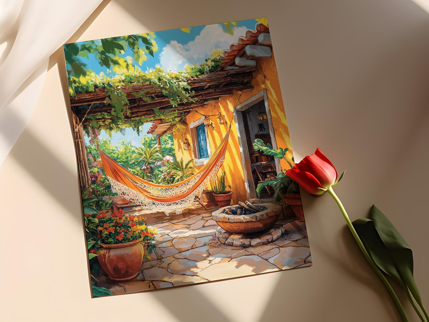 Affiche Art Brésilien – Poster Illustré de Réseaux et Plantes Tropicales