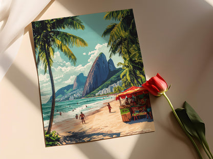 Affiche Plage d'Ipanema – Art Tropical du Brésil en Impression