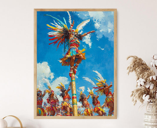 Affiche Danza de los Voladores – Illustration du Danseur Totonac