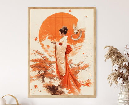 Affiche Izanami – Art Print de la Déesse Japonaise, Fleur de Lotus, Scène Mythologique
