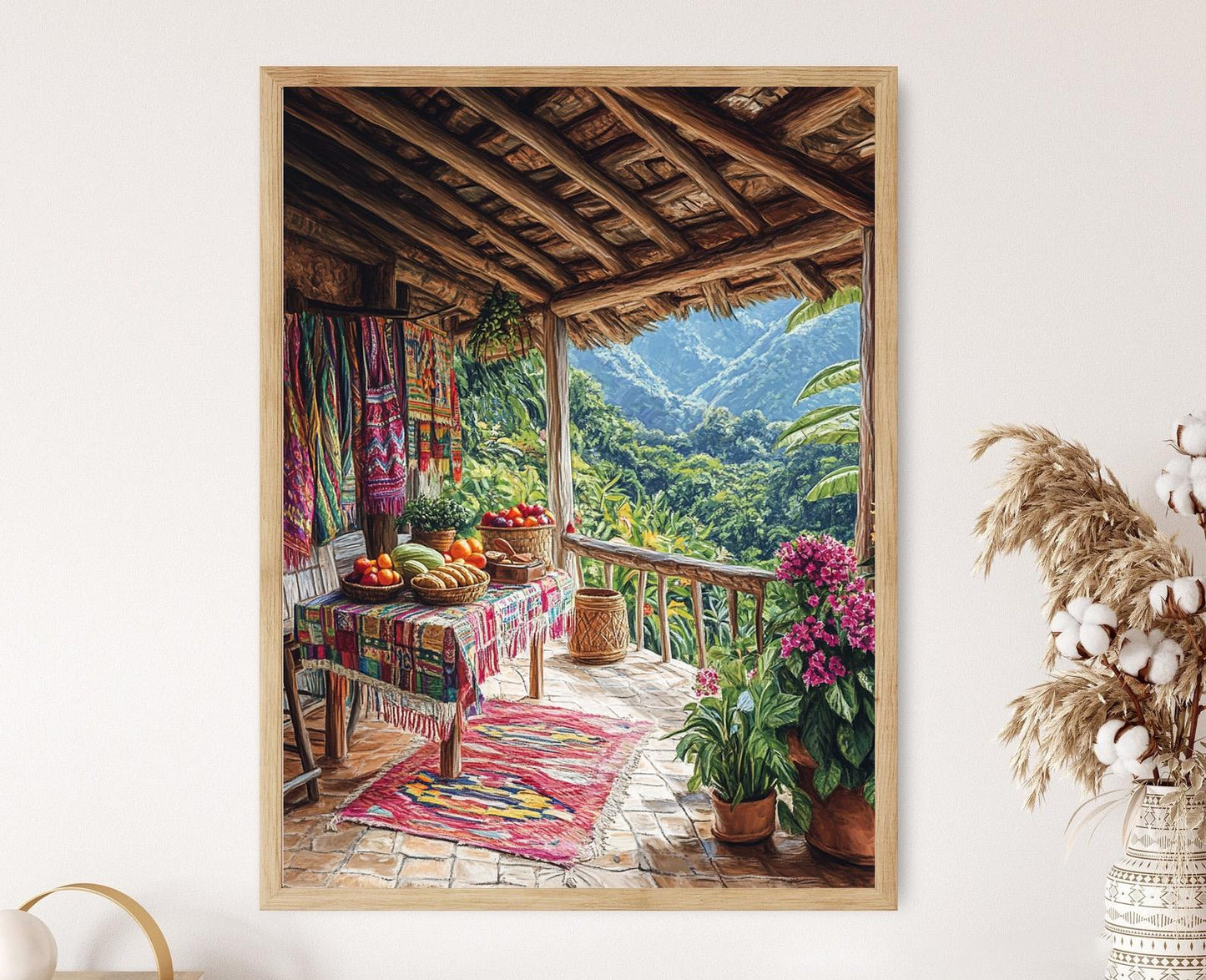 Affiche San Ignacio – Illustration de Marché Rustique avec Vue sur la Jungle