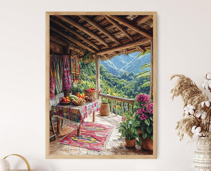 Affiche San Ignacio – Illustration de Marché Rustique avec Vue sur la Jungle