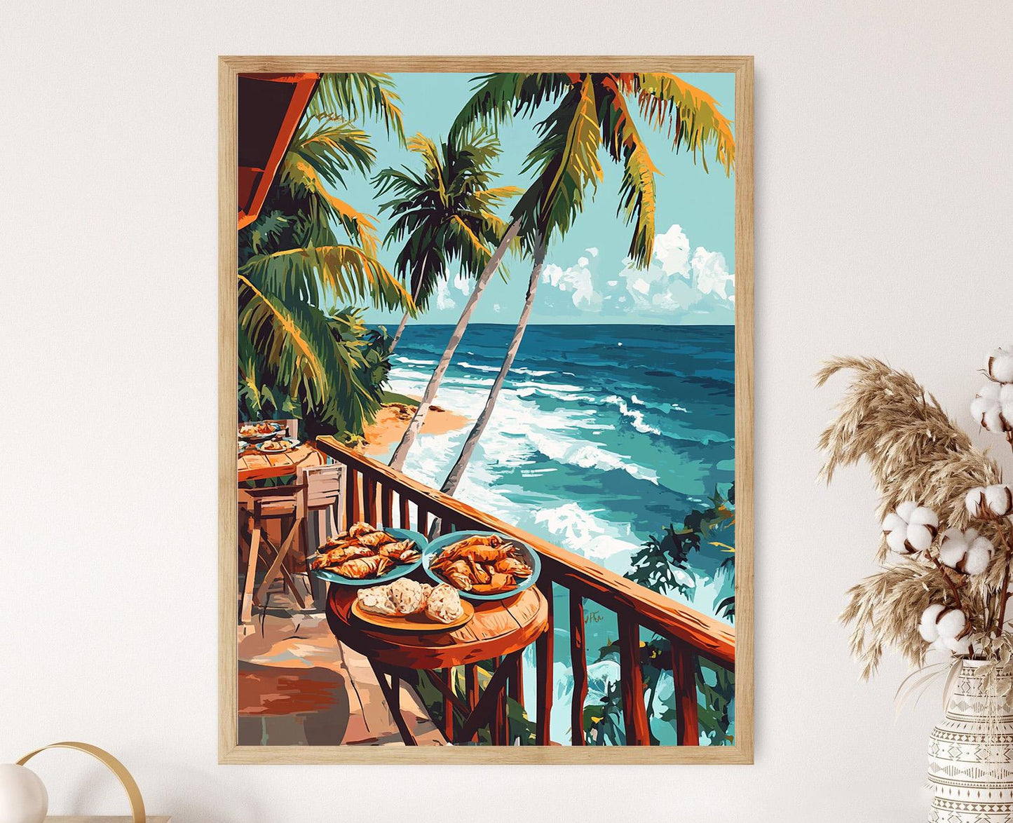 Affiche Belize – Illustration de Palmiers et Fruits de Mer