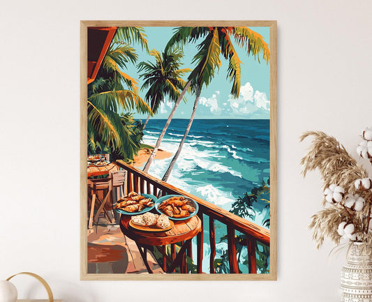 Affiche Belize – Illustration de Palmiers et Fruits de Mer