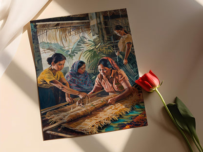 Affiche Tisseuse Filipina – Impression Art Décor Textile Traditionnel
