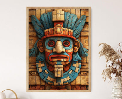 Affiche Chaac, Dieu Maya : Impression artistique de la pluie et du tonnerre