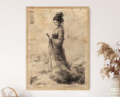 Affiche Nuwa – Art de la déesse chinoise, harmonie céleste, forme serpent