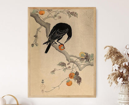 Affiche Corbeau et Kaki - Poster Art Shin Hanga Ohara Koson 1910