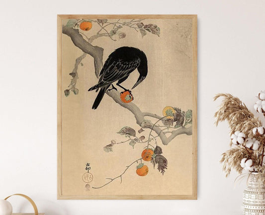 Affiche Corbeau et Kaki - Poster Art Shin Hanga Ohara Koson 1910