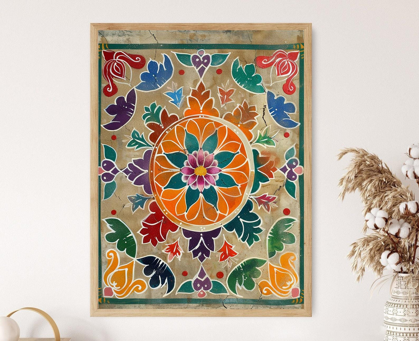 Affiche Mandala Rangoli – Art Éclatant pour Décoration Murale