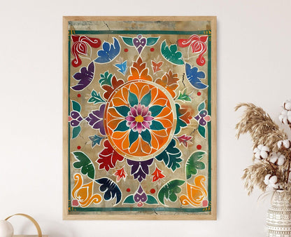 Affiche Mandala Rangoli – Art Éclatant pour Décoration Murale