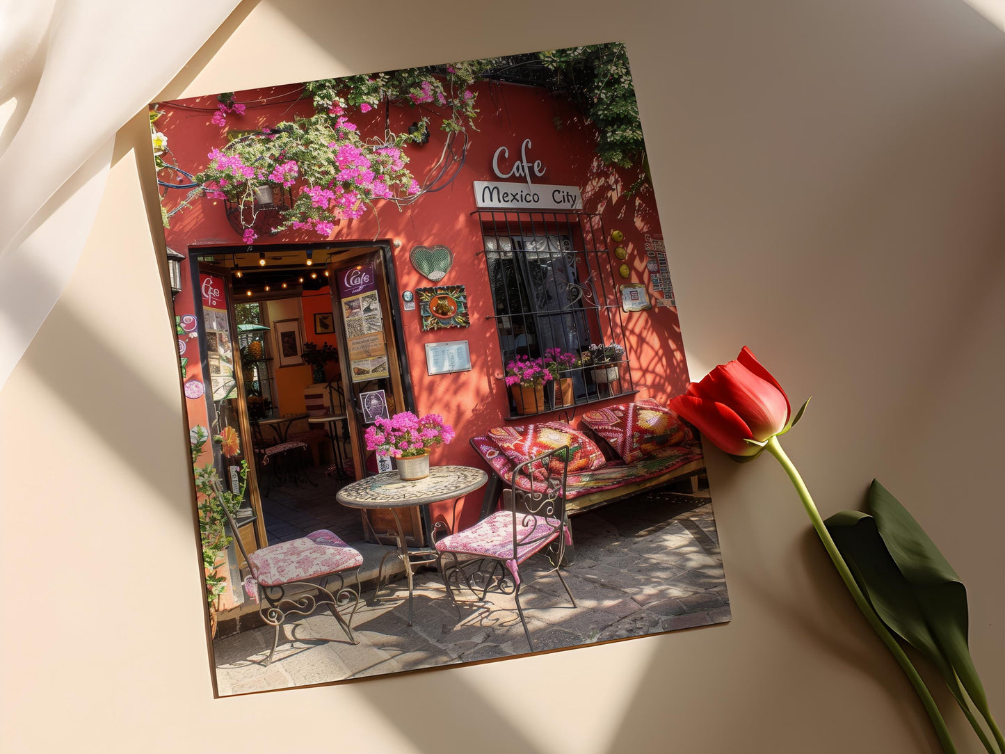 Affiche Mexico – Peinture Colorée de Café pour Décor de Salon