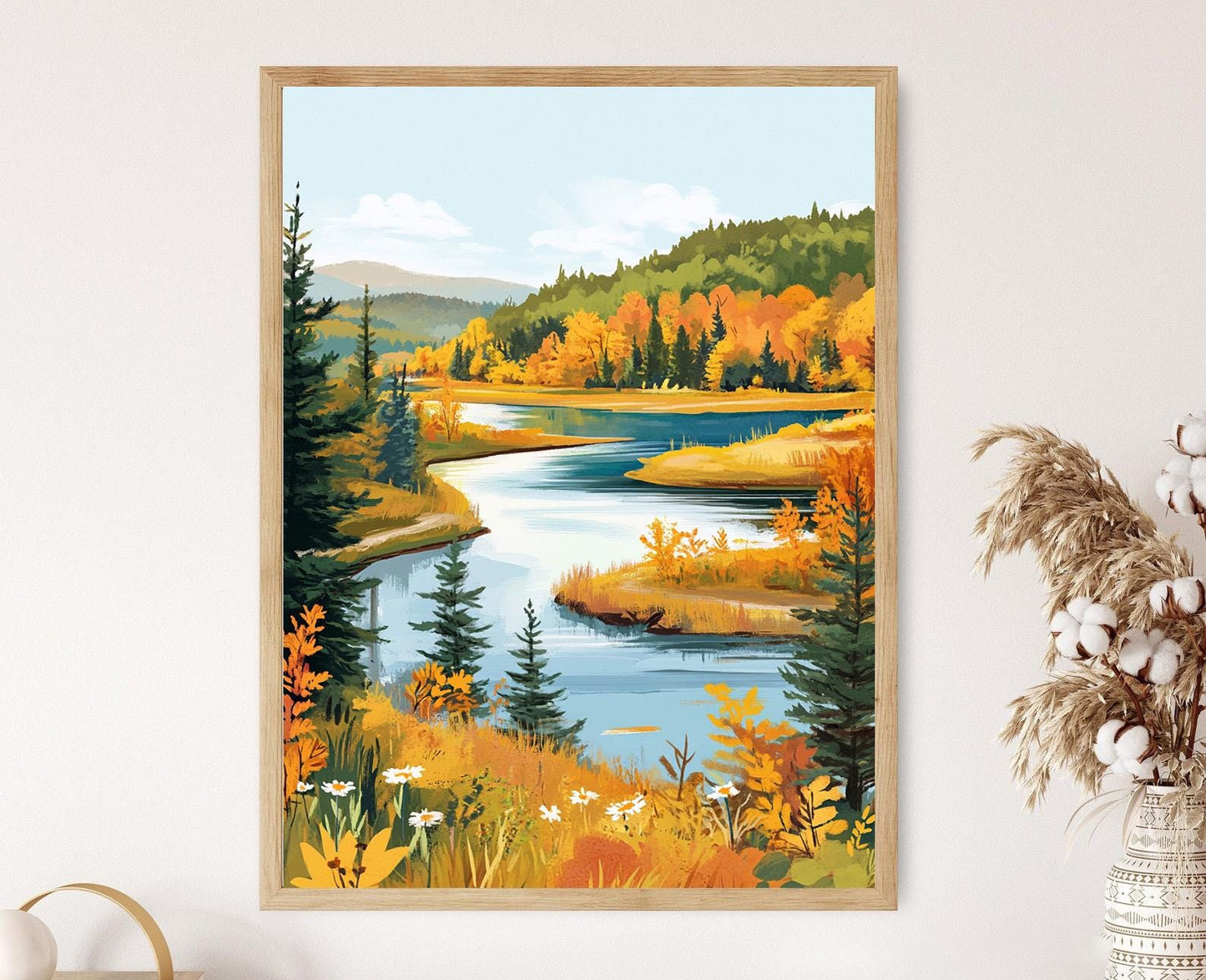 Affiche Art River Saint John – Imprimé Automnal de la Forêt du Nouveau-Brunswick
